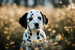 Dalmatian puppy black isolated black-and-white adorable purebred dog vertebrate cut-out lying pedigree whelp background white portrait