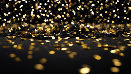 advertising  event black Luxurious confetti golden announcements Festive glamorous backdrop sophisticated ideal blurred launches upscale product cascade background gold luxu