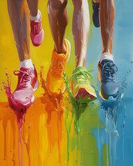 Poster -  runners wearing vibrant colored footwear