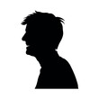 Adult man side view portrait black silhouette. Man head and shoulder side profile silhouette. 