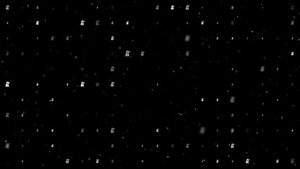 Poster - Template animation of evenly spaced industrial pollution symbols of different sizes and opacity. Animation of transparency and size. Seamless looped 4k animation on black background with stars
