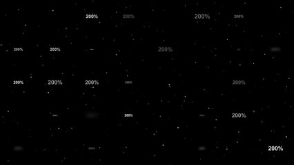 Poster - Template animation of evenly spaced 200 percent symbols of different sizes and opacity. Animation of transparency and size. Seamless looped 4k animation on black background with stars