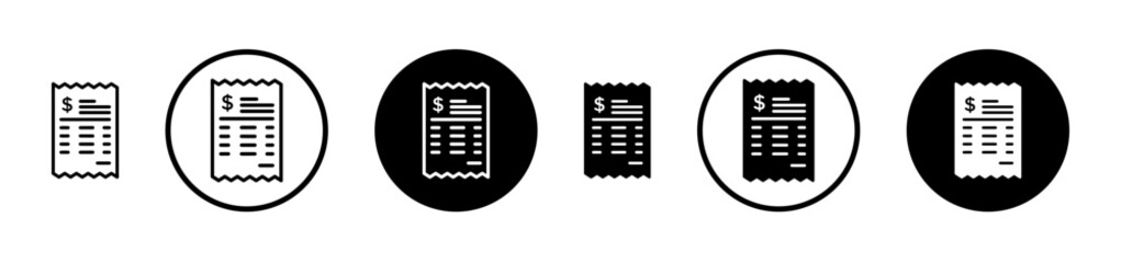 Receipt vector icon set. tax payment receipt icon suitable for apps and websites UI designs.