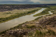 Views of the badlands and river from Oakney Lookout Kneehill County Alberta Canada