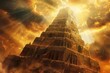 ancient babel tower reaching towards the heavens architectural wonder digital illustration