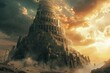 ancient babel tower reaching towards the heavens architectural wonder digital illustration