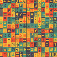 Egyptian hieroglyphs. Seamless pattern. Vector illustration