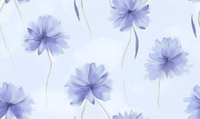 Seamless Pattern With Blue Cornflowers. Vector Illustration.