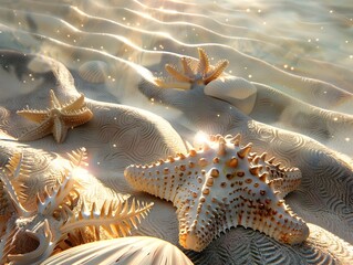 Wall Mural - Sunlit Seabed Teeming with Vibrant Marine Life and Intricate Patterns