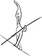 Ropewalker walker on rope on a white background. Sketch of circus artists