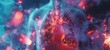 Lung diseases in the human body. Abstract vector 3d light and red spot. Human health, respiratory system, pneumonia, biology, smoker's asthma. generative ai