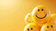 Happy yellow smiley faces on a yellow background. 