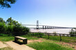 Rosario, Santa Fe, Argentina. View from a panoramic point view of the Parana river and the Rosario - Victoria Bridge.