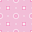 Baby pink background. Simple flowers and stars isolated on a pink background. Seamless pattern, flat style. Background for cover, textile, dishes, interior decor.