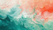 Brushstrokes of coral pink and seafoam green melding together, painting the world with the soft hues of a tropical paradise bathed in sunlight. 