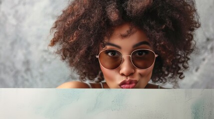 Poster - Woman Posing with Trendy Sunglasses