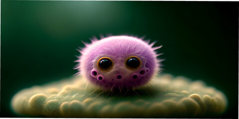 Fototapete - 3D, characters, cute bacteria cells, graphics, microphotography, design, animation, virtual reality, augmented reality, modeling, texturing, skeleton, animation, rigging, gameplay, concept design, art