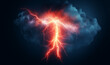 Lightning strike colored 3d rendering element. AI-Generated Image