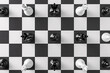 Top view of modern black and white chessboard