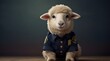Sheep in Police uniform, cute and cool Eid ul Adha.generative.ai