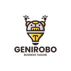 Sticker - genius & smart robot logo vector