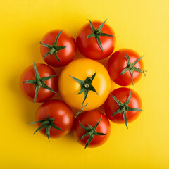 Sticker - tomatoes on a yellow table