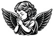 © MRSNURGAHAN - Baby angel praying line art vector illustration