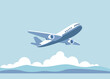 travel image illustration ,airplane flying over the clouds