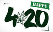 Graffiti with Cannabis Leaf for a Happy 420, Vector Illustration