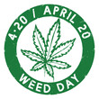 Round Stamp with Cannabis Leaf Celebrating 4 20, Vector Illustration