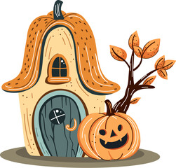 Wall Mural - halloween pumpkin house