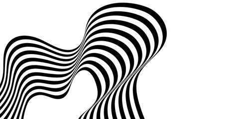 Wall Mural - abstract contour line elements, perspective line stripes with 3d dimensional effect, optical art ill
