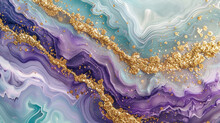 The Tranquil Dance Of Lavender And Seafoam, With A Golden Glitter Finish. 