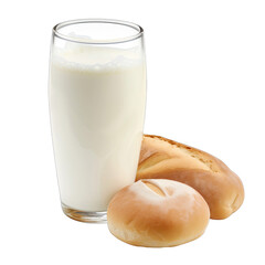 glass of fresh milk plus soft breads svg isolated