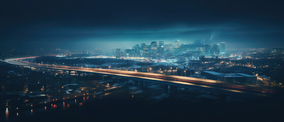 Wall Mural - Urban Velocity: City Nightscape with Dynamic Lights