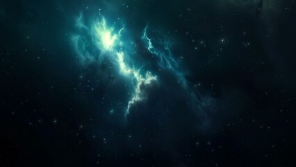 Wall Mural - blue green deep space galaxy nebula. cinematic celestial background depicting astrology and space ex