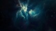 Blue Deep Space Galaxy Nebula. Cinematic celestial background depicting astrology and space exploration. Cosmic fictional 3D illustration backdrop.