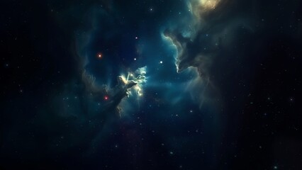 Wall Mural - blue deep space galaxy nebula. cinematic celestial background depicting astrology and space explorat