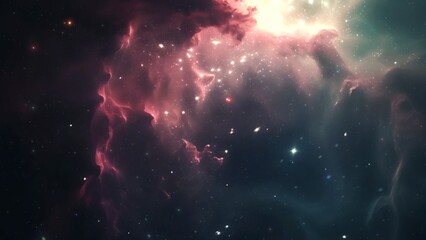 Wall Mural - green red orange deep space galaxy nebula
