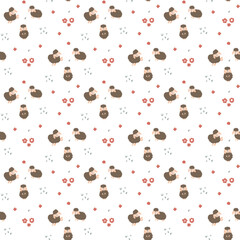 Wall Mural - Cute Sheep Seamless Pattern, Cartoon Background vector Illustration