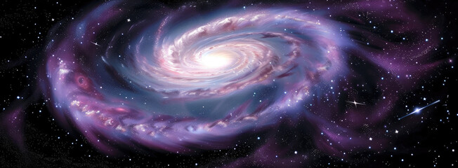 Wall Mural - Vast Spiral Galaxy with Bright Center in Universe