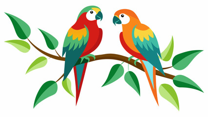 Wall Mural - two parrots on a branch