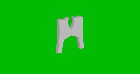 Poster - Animation of rotation of a white women's jacket symbol with shadow. Simple and complex rotation. Seamless looped 4k animation on green chroma key background