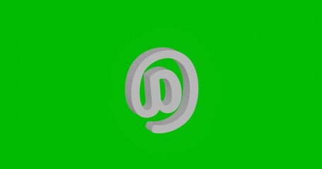 Poster - Animation of rotation of a white at symbol with shadow. Simple and complex rotation. Seamless looped 4k animation on green chroma key background