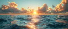 Ocean Serenade At Sunset. Concept Beach Photoshoot, Romantic Silhouettes, Dramatic Lighting