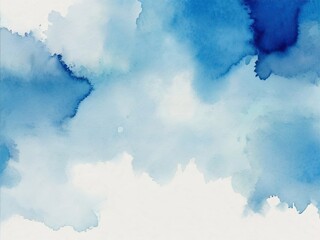 Poster - Abstract watercolor background. Blue and white colors. Digital art painting.