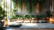 Yoga studio using serene artificial plant installations to create a peaceful practice space