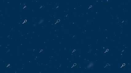 Poster - Template animation of evenly spaced tennis racket symbols of different sizes and opacity. Animation of transparency and size. Seamless looped 4k animation on dark blue background with stars