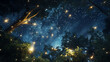 A group of fireflies creating a mesmerizing display of light in a summer night sky.