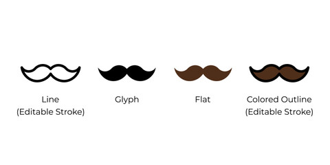Aufkleber - mustache, moustache vector icon set for website design, app, ui, isolated on white background. vecto